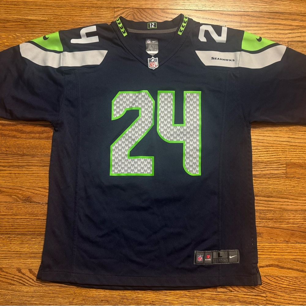 Marshawn Lynch #24 Seattle Seahawks Youth Large 14/16 Nike NFL On Field Jersey